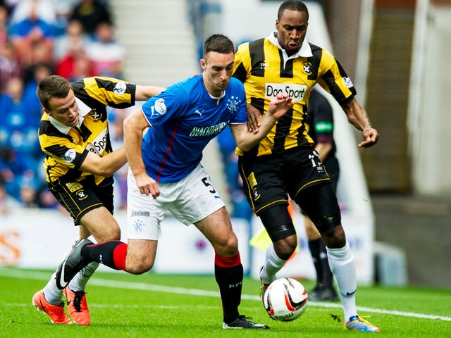 Lee Wallace in action for Rangers.