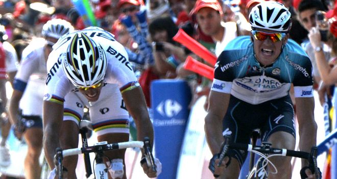 Zdenek Stybar beat Philippe Gilbert in a photo finish