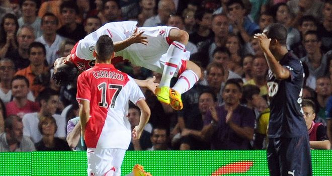 Emmanuel Riviere celebrates Monaco's opener