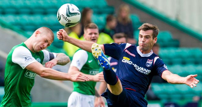 James Collins: Hibernian man battles with Ross County's Stuart Kettlewell