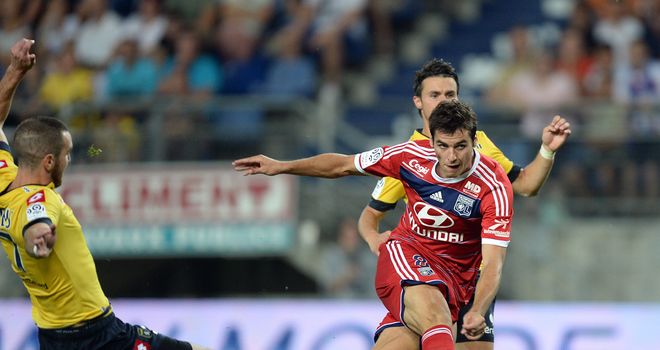 Yoann Gourcuff slams home Lyon's third goal