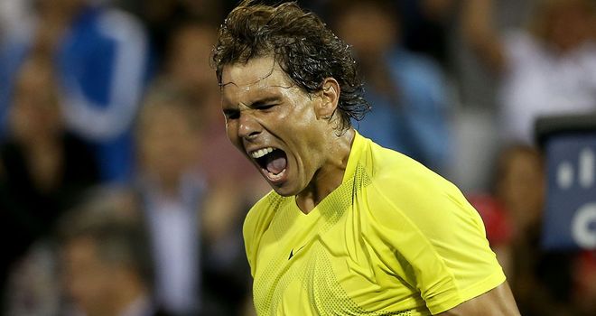 Rafael Nadal: Celebrates another hard fourth victory over Novak Djokovic