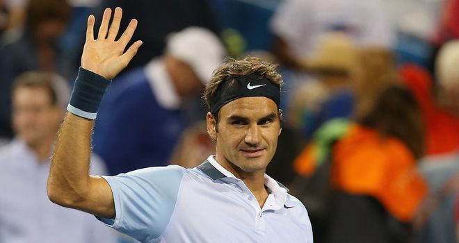 Roger Federer celebrates victory in Cincinnati