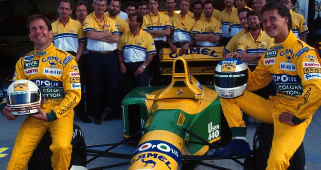 Martin Brundle alongside Michael Schumacher at Benetton in 1992