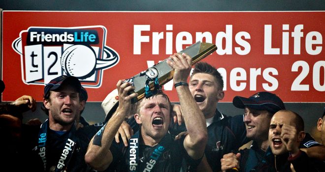 Northamptonshire celebrate winning their first trophy since 1992