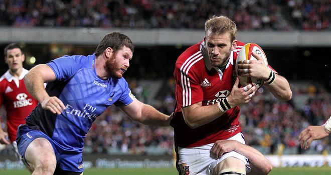 James Hilterbrand (left) lines up Tom Croft
