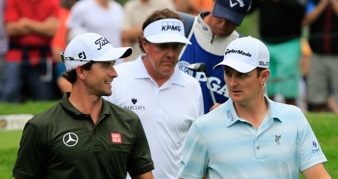 Adam Scott, Phil Mickelson and Justin Rose at the US PGA Championship.