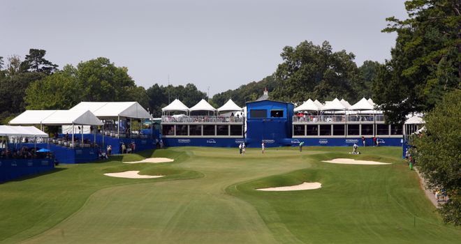 A scenic view of the 18th hole