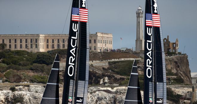 Oracle Team USA: Docked two points ahead of the America's Cup, which starts on Saturday