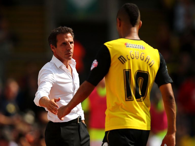 Lewis McGugan is congratulated by Zola