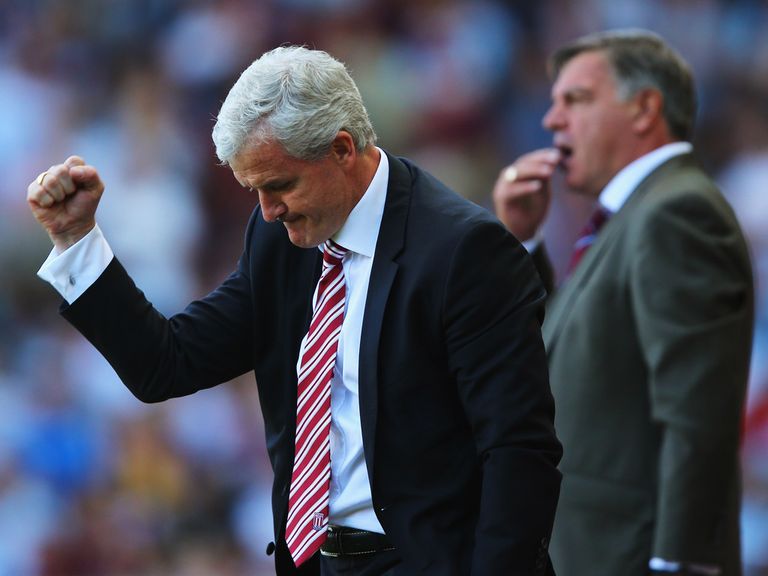 Mark Hughes enjoys Stoke's win at West Ham.