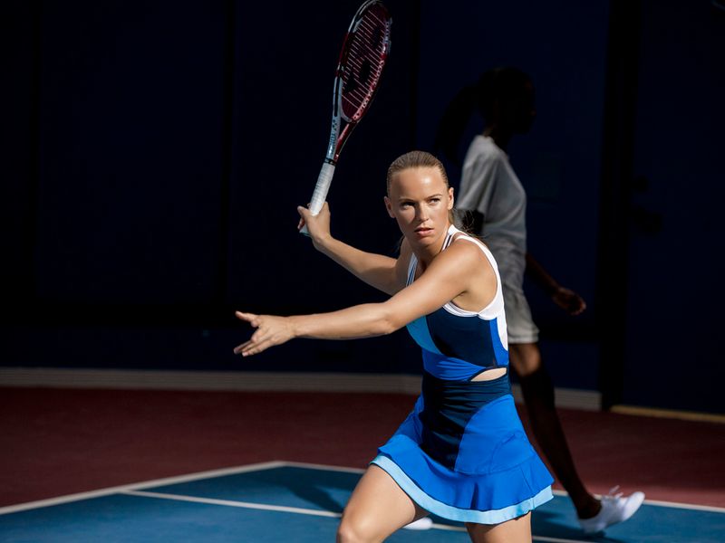 Caroline Wozniacki will be in this all-in-one dress, another from the adidas by Stella McCartney barricade range