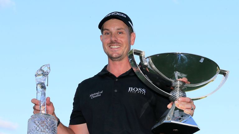 Henrik Stenson with Tour Championship and FedEx Cup trophies
