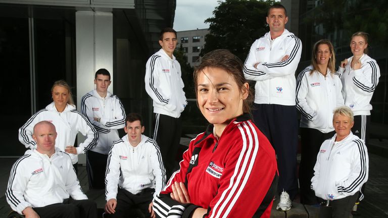 Katie (centre) with Mark, Camilla, Craig, Michael McKillop, Michael Conlan, Alan, Alison, Eilish and Natalya