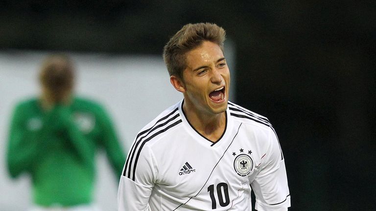Moritz Leitner celebrates his goal for Germany