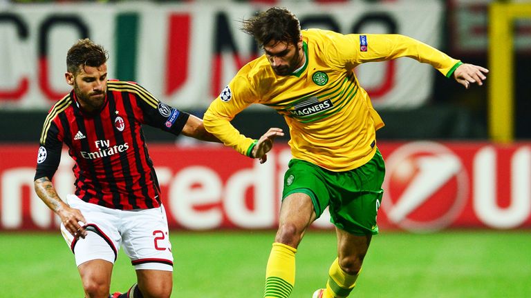 Giorgios Samaras: The Celtic striker tussles with Antonio Nocerino
