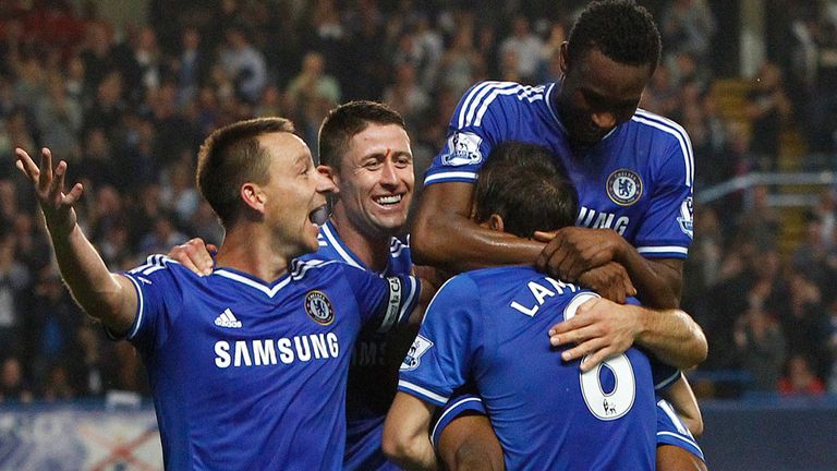 Chelsea celebrate at Stamford Bridge
