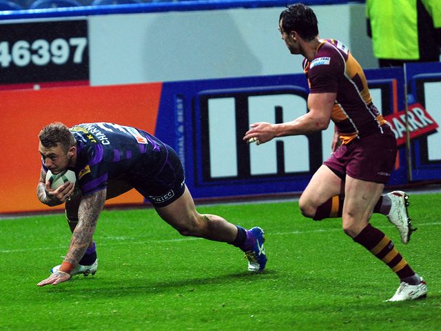 Josh Charnley goes in for a Wigan try