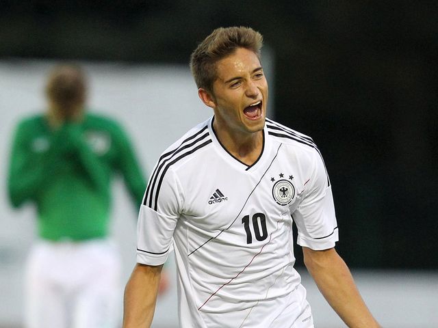 Moritz Leitner celebrates his goal for Germany