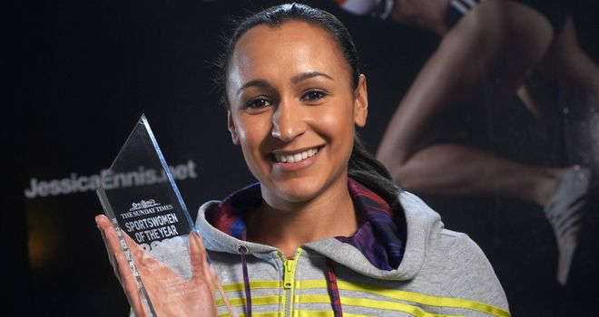 Jessica Ennis-Hill with last year's trophy (picture: Sunday Times)