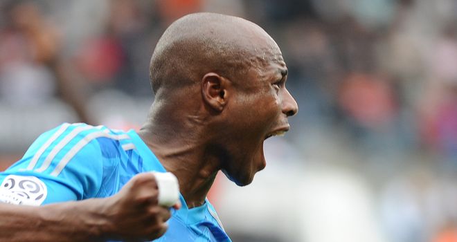 Marseille's Ghanaian forward Andre Ayew celebrates