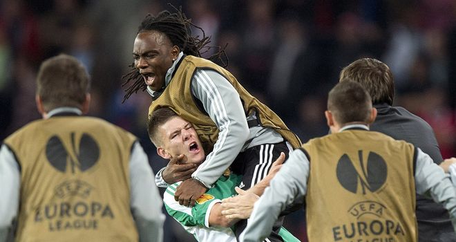 Roman Bezjak celebrates his side's away win