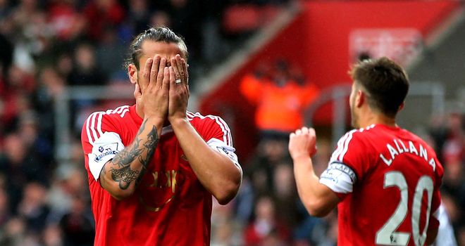 Pablo Osvaldo can't bear to watch as Southampton draw a blank again