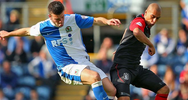 James Vaughan (R) drew a blank against Grant Hanley and Blackburn
