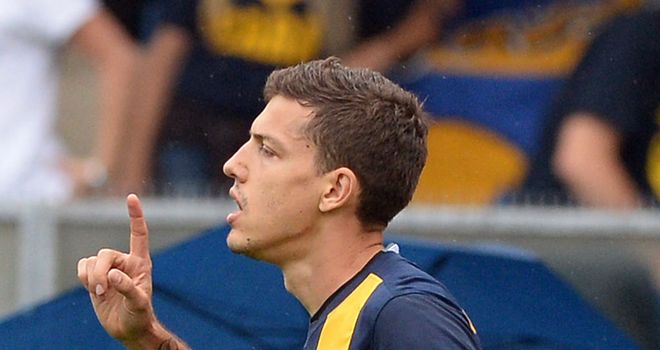 Raphael Martinho celebrates his goal for Verona