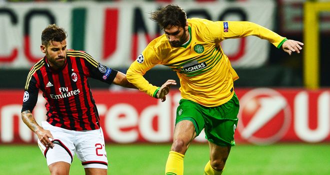 Giorgios Samaras: The Celtic striker tussles with Antonio Nocerino