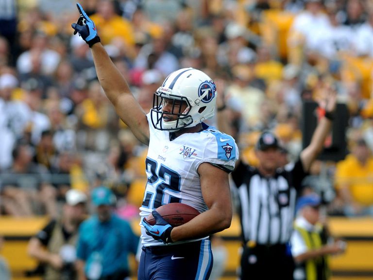 Jackie Battle celebrates his touchdown