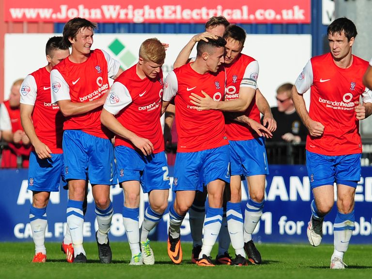 York celebrate Wes Fletcher's goal against Portsmouth