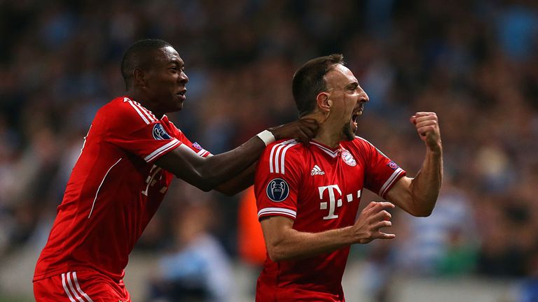 Franck Ribery: Celebrates his early opener with David Alaba