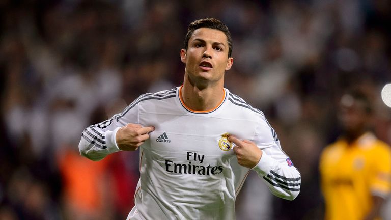 Cristiano Ronaldo: Celebrates after putting Madrid ahead against Juve