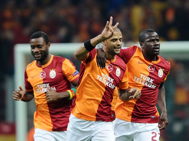 Felipe Melo celebrates scoring for Galatasaray