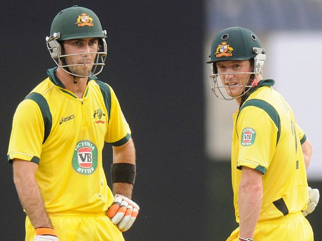 Glenn Maxwell (left) and George Bailey: Australia's fifth-wicket pair put on 153