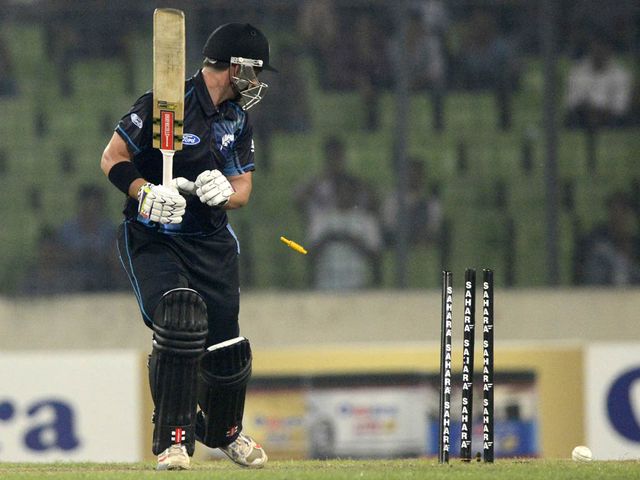 New Zealand opener Hamish Rutherford is cleaned up