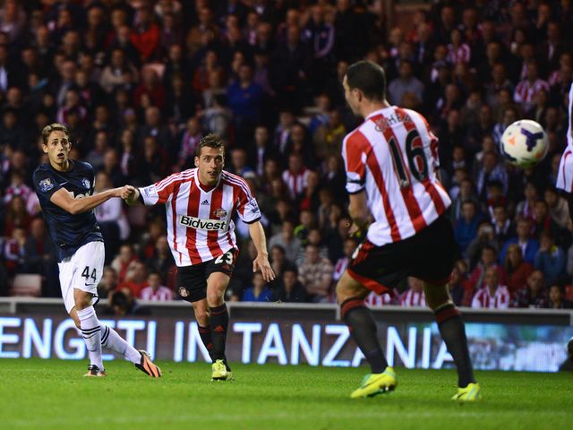 Adnan Januzaj scores his second goal of the game