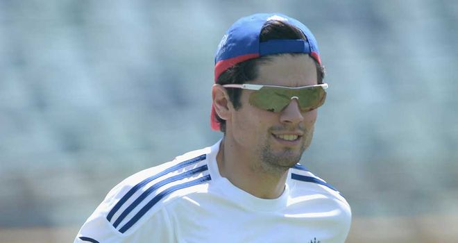 Alastair Cook sat out training alongside Stuart Broad