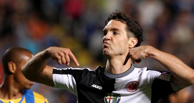 Srdjan Lakic: Celebrates his goal for Eintracht Frankfurt