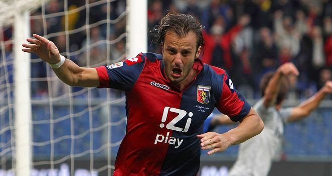 Alberto Gilardino celebrates his second goal