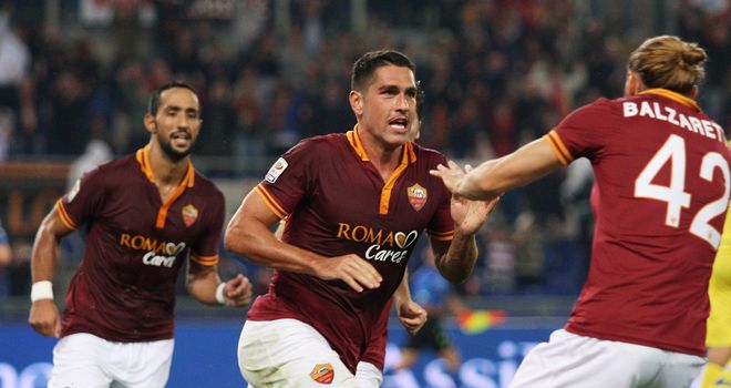 Marco Borriello celebrates the only goal of the match.