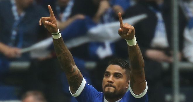 Kevin-Prince Boateng celebrates scoring for Schalke