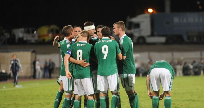 Steven Davis: Northern Ireland celebrate his goal