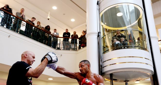 Kell Brook works out with Dom Ingle in Sheffield