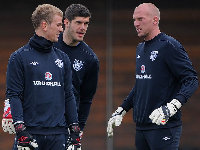 John Ruddy (right) believes Joe Hart (left) is England's top keeper