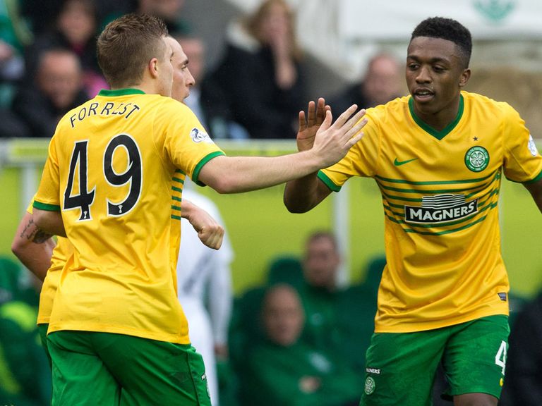 James Forrest celebrates his equaliser for Celtic