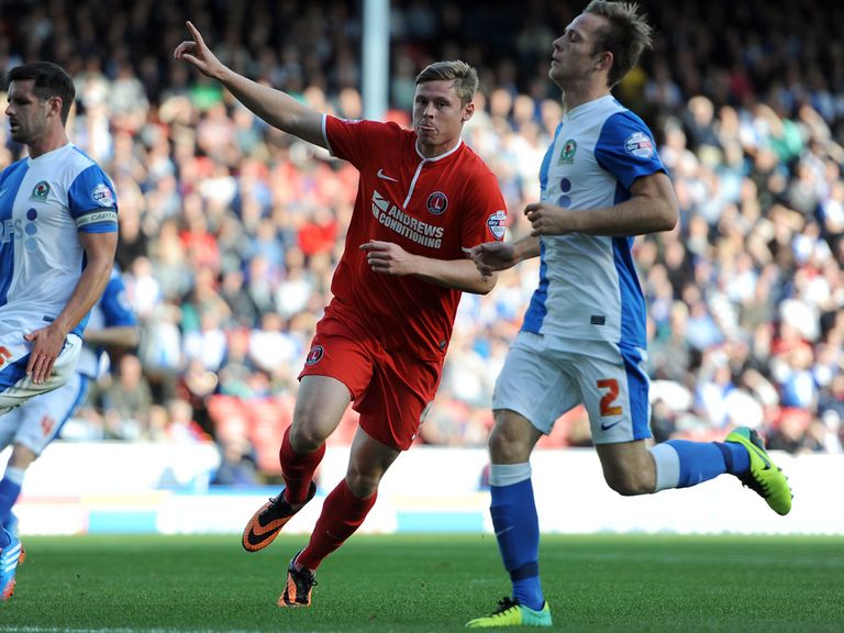 Simon Church celebrates his goal for Charlton