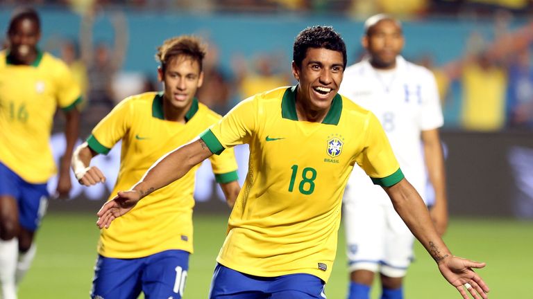 Paulinho: Celebrates one of Brazil's five goals