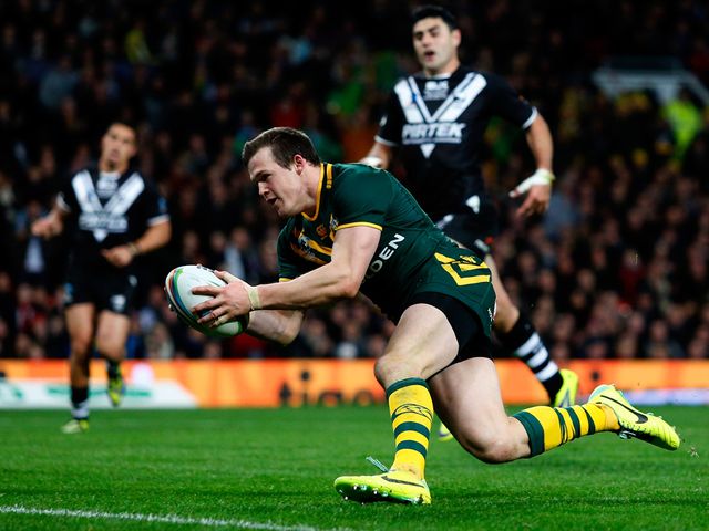 Brett Morris crosses for Australia